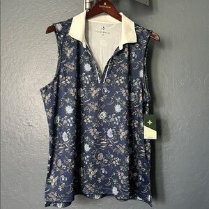 Tuckernuck TNUCK sport sleeveless performance polo Navy Floral
